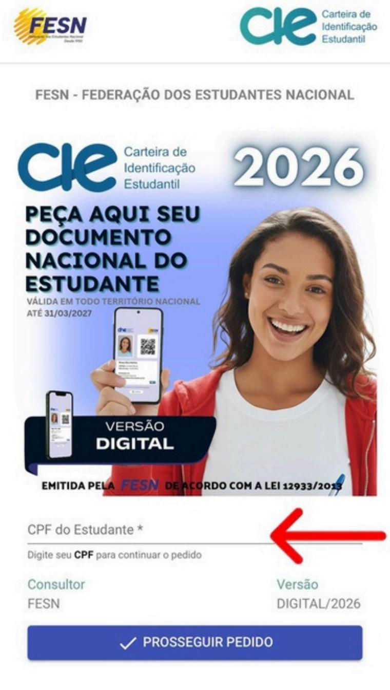 Print da tela Digite seu CPF