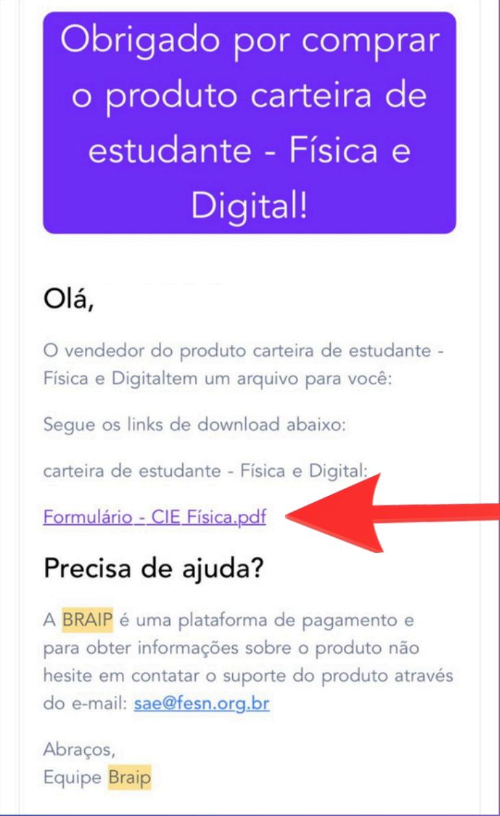 Exemplo do e-mail recebido
