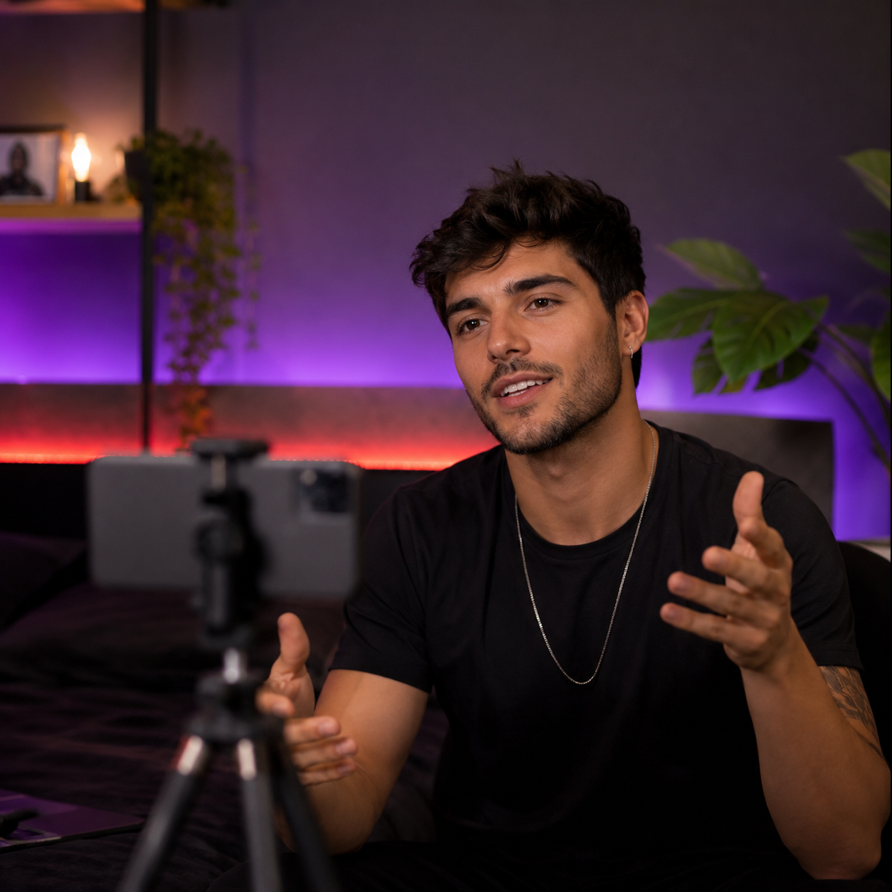 Influenciador produzindo conteúdo em parceria com marca